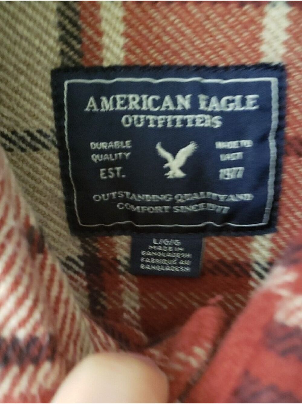 American Eagle Outfitters Brick Redish Rust Orange Plaid Heavy Flannel/Shacket - Picture 4 of 9